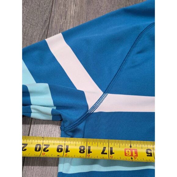 G/FORE Multi Blue Stripe Layered 1/4 Zip Mock Pullover Golf Medium A003820 - Picture 4 of 8